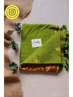 Eternity by Sakshi - Mehendi Green Polka Saree with Unstitched Blouse