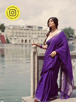 Eternity by Sakshi - Purple Raina Linen Saree with Unstitched Blouse