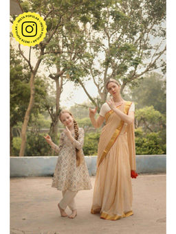 Eternity by Sakshi - Red Tulsi Saree Without Blouse