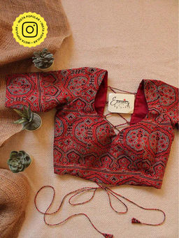 Eternity by Sakshi - Maroon Ajrakh Backless Stitched Blouse