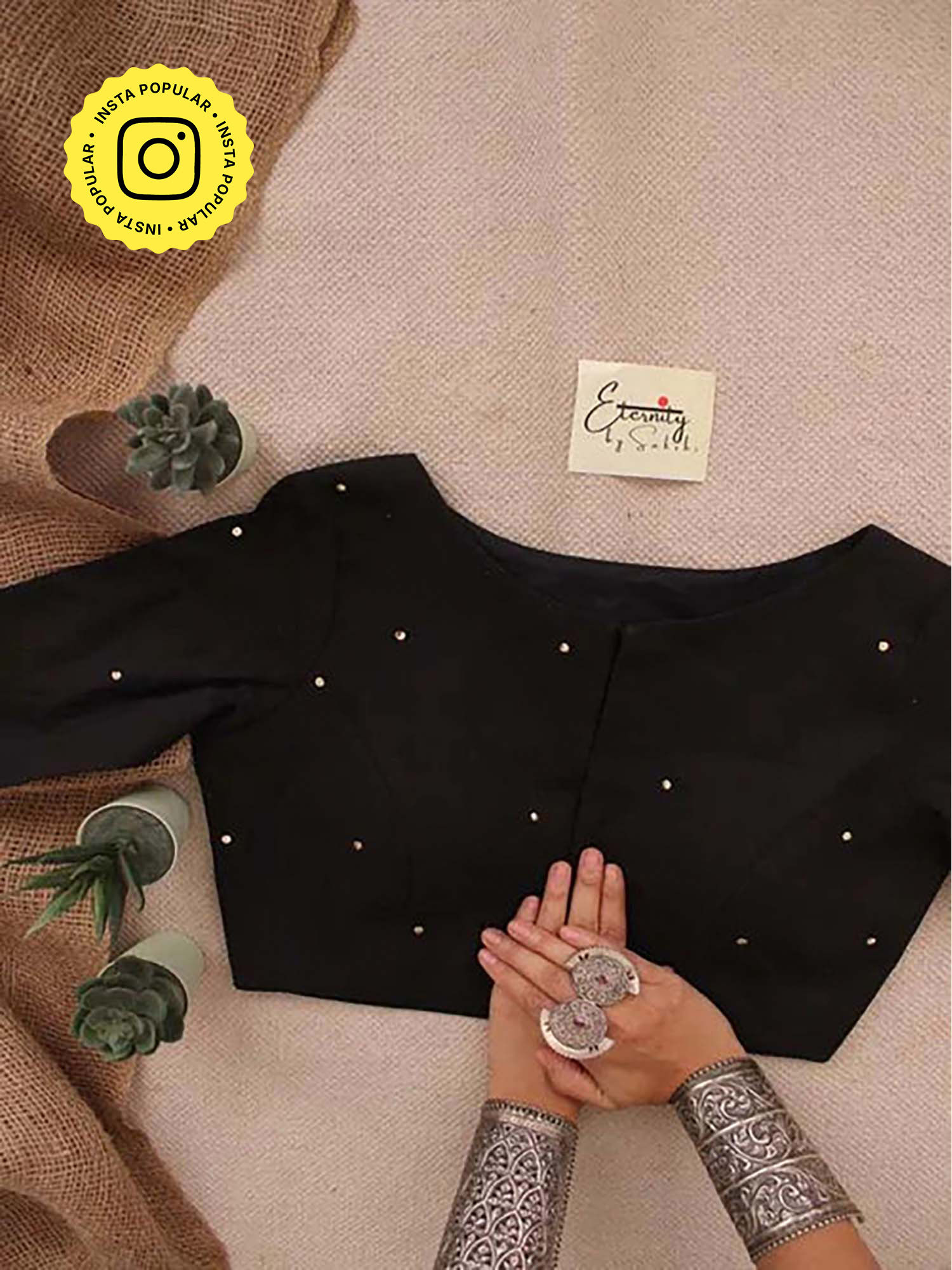 Black Badla Stitched Blouse-picture-10