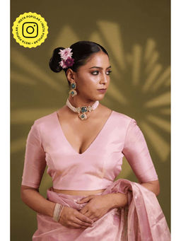 Eternity by Sakshi - Light Pink Tissue Elastic Stitched Blouse