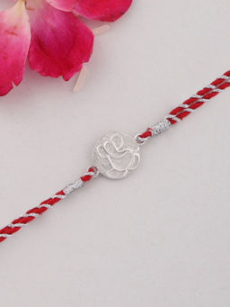Ornate Jewels - 925 Silver Jai Ganesha Thread Rakhi for Brother with Roli Chawal