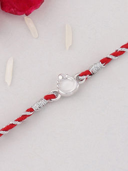 Ornate Jewels - 925 Silver Little Ganesha Thread Rakhi for Brother with Roli Chawal