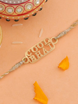 Ornate Jewels - 925 Silver 18K Gold Plated Cool Bhai Thread Rakhi for Brother with Roli Chawal