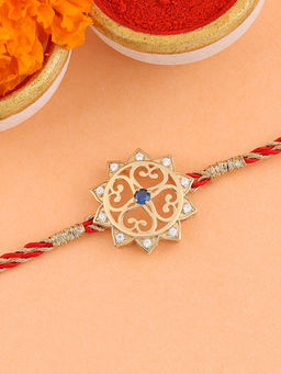 Ornate Jewels - 925 Silver Blue Sapphire Rakhi Cum Pendant for Brother with Roli Chawal