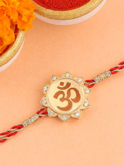 Ornate Jewels - 925 Silver American Diamond Om Rakhi Cum Pendant for Brother with Roli Chawal