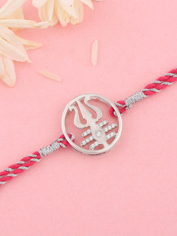 Ornate Jewels - 925 Silver American Diamond Trishul Rakhi Cum Pendant for Brother with Roli Chawal