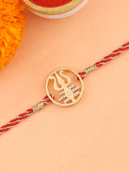 Ornate Jewels - 925 Silver American Diamond Trishul Rakhi Cum Pendant for Brother with Roli Chawal