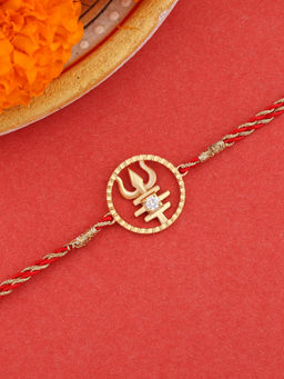 Ornate Jewels - 925 Silver American Diamond Trishul Rakhi Cum Pendant for Brother with Roli Chawal
