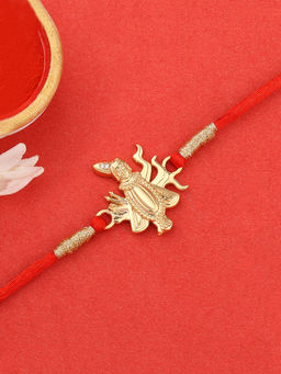 Ornate Jewels - 925 Silver American Diamond Shreenathji Thread Rakhi for Brother with Roli Chawal
