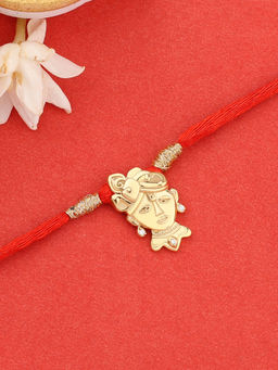 Ornate Jewels - 925 Silver American Diamond Shreenathji Thread Rakhi for Brother with Roli Chawal