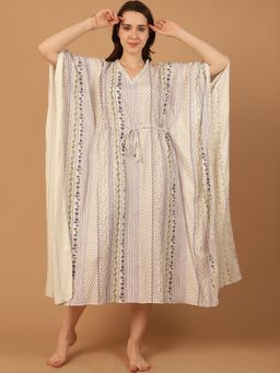 Blissence - Women Floral Printed Kaftan Nightdress