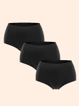 Underneat - Women Seamless High Waisted Stretchable Shaper Brief Black (Pack of 3)