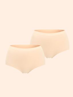 Underneat - Women Seamless High Waisted Stretchable Shaper Brief Beige (Pack of 2)