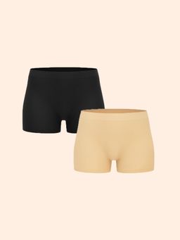 Underneat - Women Full Coverage Cut Comfort High Waisted Boy Shorts Multi-Color (Pack of 2)