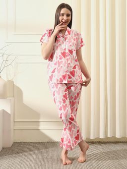 HOUSE OF COMFORT - Women Printed Nightsuit Pink
