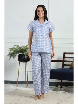 HOUSE OF COMFORT - Women Printed Nightsuit Blue