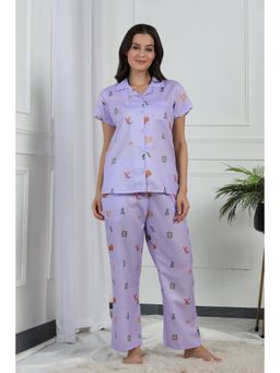 HOUSE OF COMFORT - Women Printed Nightsuit Lavender