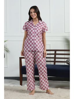 HOUSE OF COMFORT - Women Printed Nightsuit Mauve
