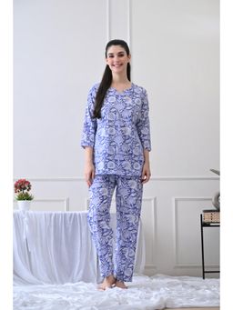 HOUSE OF COMFORT - Floral Printed Round Neck Pure Cotton Kurti With Pyjama