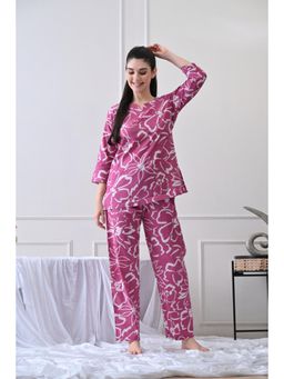 HOUSE OF COMFORT - Floral Printed Pure Cotton Kurti With Pyjama