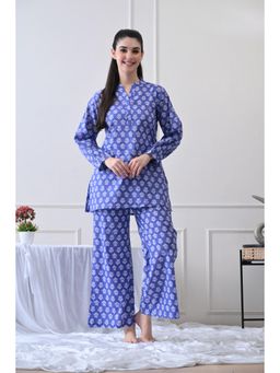 HOUSE OF COMFORT - Women Floral Printed Pure Cotton Nightsuit Lavender