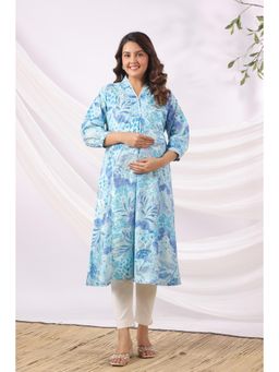 CRAFIQA - Ocean Petal Sketch Cotton Maternity - Nursing Kurta