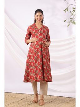 CRAFIQA - Rajasthani Leaf Motif Cotton Maternity - Nursing Kurta