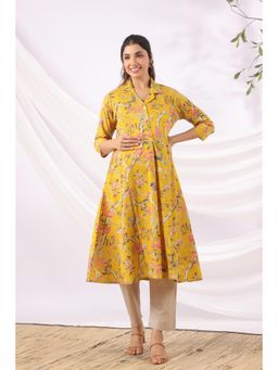 CRAFIQA - Sunrise Flora Birds Cotton Maternity - Nursing Kurta