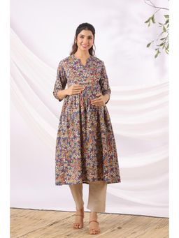 CRAFIQA - Kalamkari Bird Paradise Cotton Maternity - Nursing Kurta