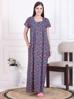Sweet Dreams - Womens Floral Printed Nightdress Blue