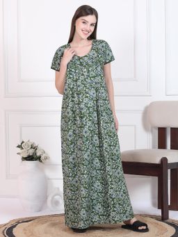 Sweet Dreams - Womens Floral Printed Nightdress Green