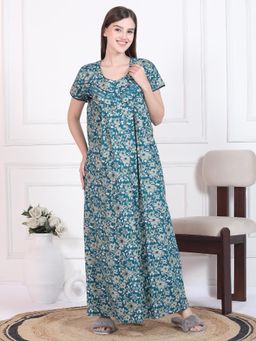 Sweet Dreams - Womens Floral Printed Nightdress Green