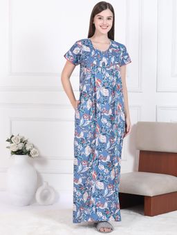 Sweet Dreams - Womens Floral Printed Nightdress Blue