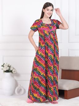 Sweet Dreams - Womens Printed Nightdress Multi-Color