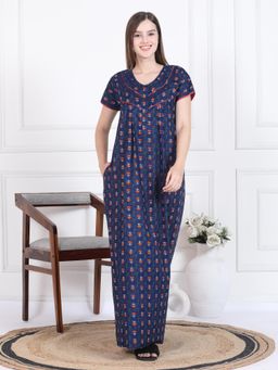 Sweet Dreams - Womens Printed Nightdress Navy Blue