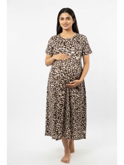 Putchi - Round Neck Cotton Short Sleeves Safari Spot Dress - Rustic Charm