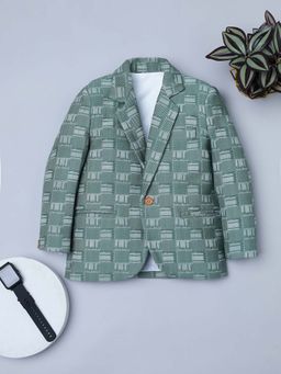 RIDOKIDZ - Green Boys Full Sleeves Solid Blazer