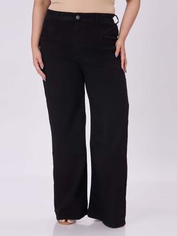 Style Quotient - Women's Plus Size Black Wide Leg High Rise Stretchable Jeans