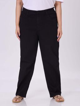 Style Quotient - Women's Plus Size Black Straight Fit High Rise Stretchable Jeans