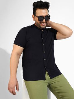 Instafab Plus - Mens Casual Shirt Color Black