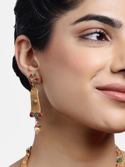 Estele - Gold-Plated Traditional Drop and Dangler Earrings for Women