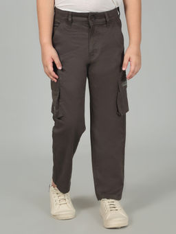 Cantabil - Olive Flat Front Mid Rise Solid Regular Fit Cargo