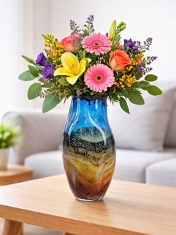 Smokey Cocktail - Regal Cut Crystal Vase - Blue