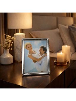 Momentz - Crystal-Accented Silver Photo Frame Elegant Tabletop Display - Silver