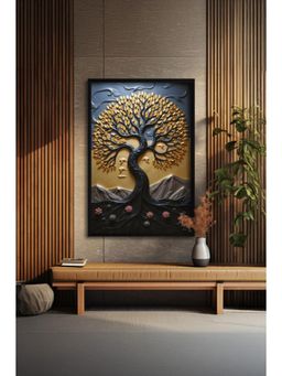 The Castle Decor - Wood Abstract Golden Wish Tree Painting