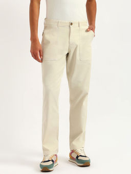 United Colors of Benetton - Men Off White Lyocell Straight Fit Trouser