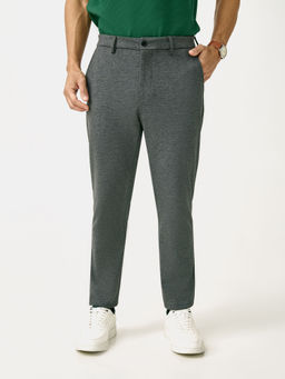 The Pant Project - Men Charcoal Polyester Slim Fit Trouser