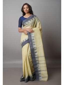 Unnati Silks - Beige Pure Handloom Superfine Bengal Cotton Saree